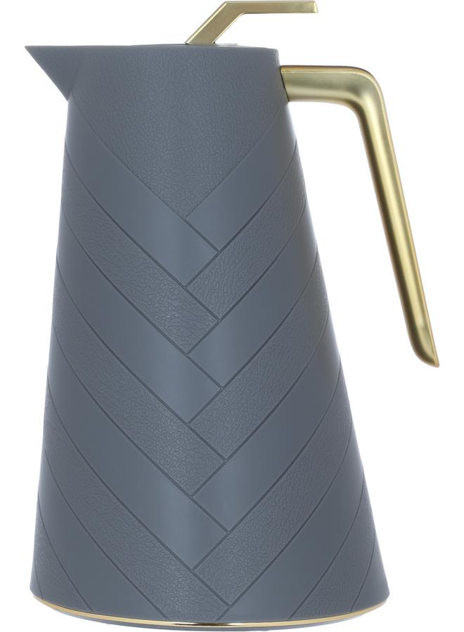 جلوري ترمس زجاجي سعة 1.5 لتر جسم بلاستيكي رمادي - Image 1