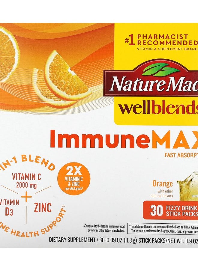 Nature Made Wellblends ImmuneMax Orange 30 Stick Packs 0.39 oz (11.3 g) Each 