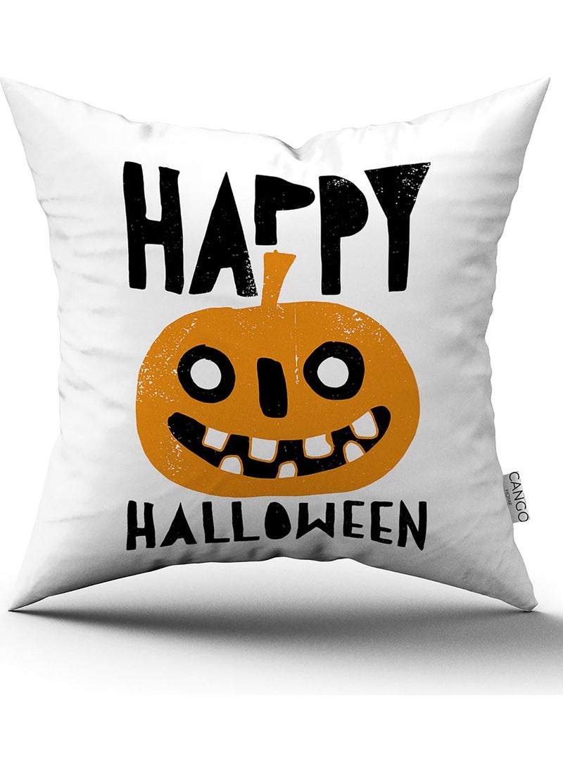 Cango Home Orange Halloween Pumpkin Patterned Digital Printed Throw Pillow Cover CGH764 