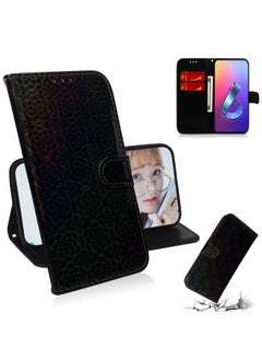 HuHa Case Cover For Asus Zenfone 6 ZS630KL Solid Color Colorful Magnetic Buckle Horizontal Flip PU Leather Case with Holder & Card Slots & Wallet & Lanyard Black 