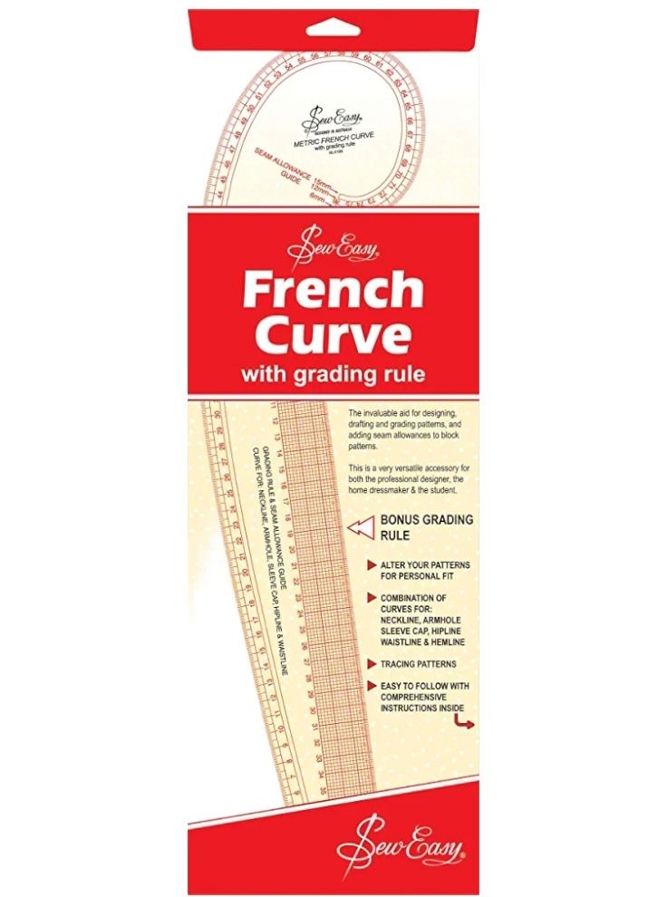 Sew Easy 1 Piece Metric French Curve With Grading Rule Pattern Making Curve For Neckline Armhole Sleeve Cap Hip Line And Waist Line - Image 1