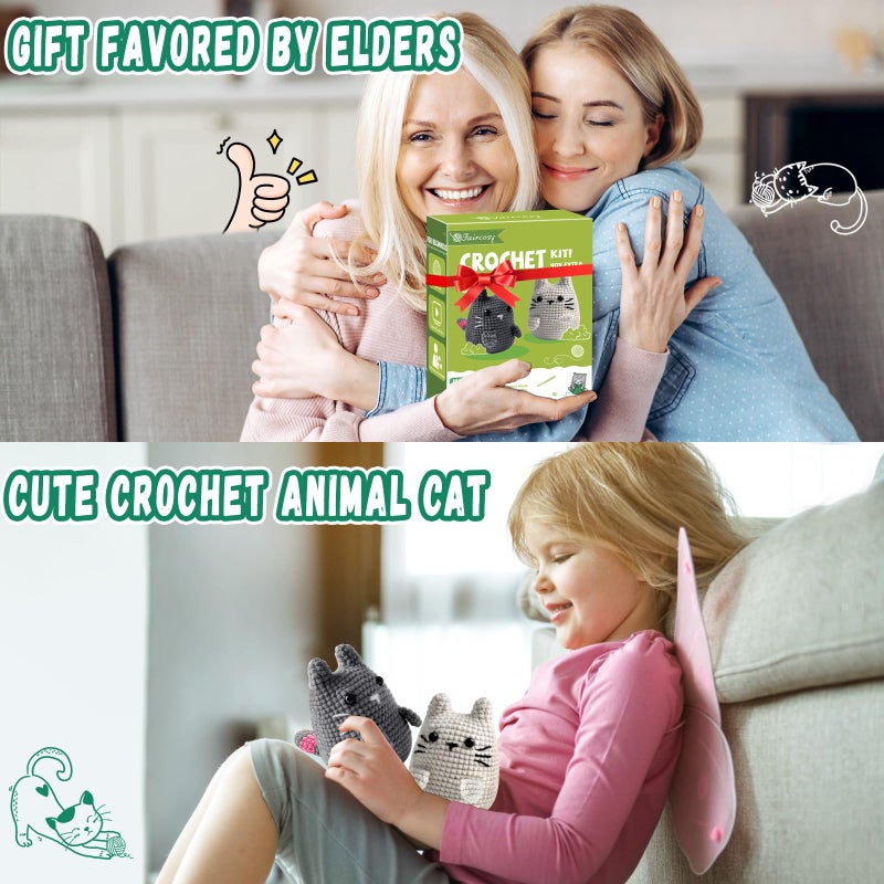 Faircosy Crochet Animals Kit For Beginners: Learn To Crochet Cats With Yarn  Hooks & Video Tutorials - Diy Amigurumi Starter Box - Perfect Christmas Holiday Gift For Teens & Adults - Image 5