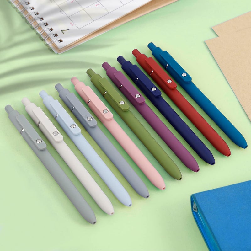 FIOVER Gel Pens,10pcs 0.5mm Quick Dry Black Ink Fine Point Smooth Writing Pens High-End Series Ballpoint for Office School Supplies(Morandi & Retro) - Image 2