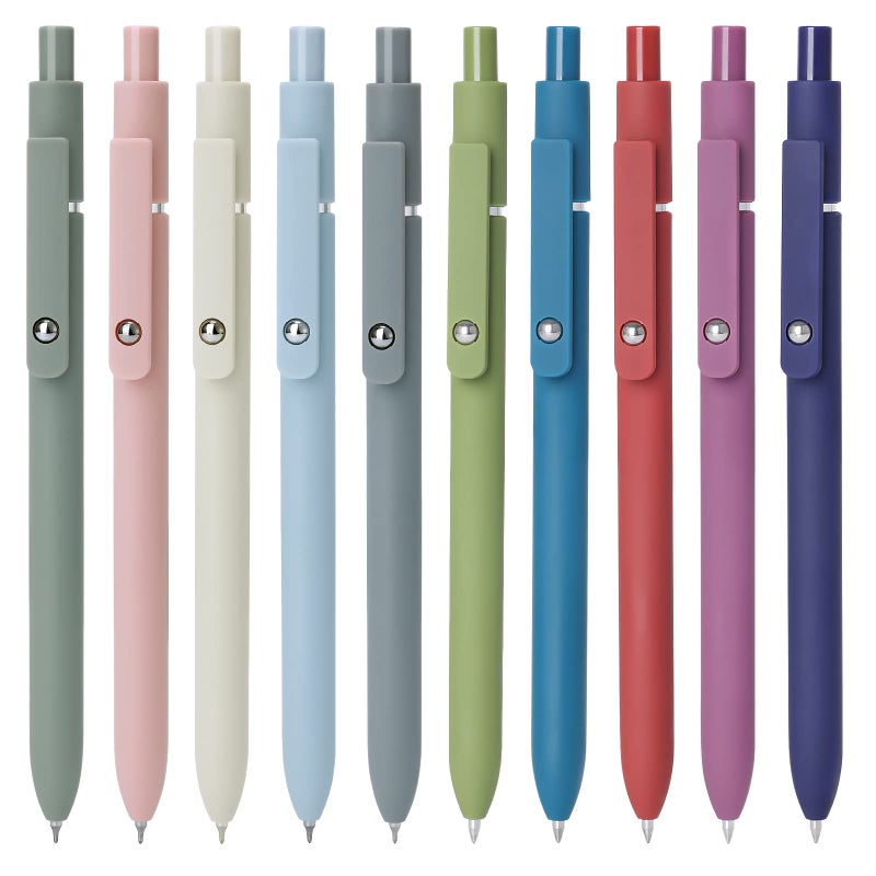 FIOVER Gel Pens,10pcs 0.5mm Quick Dry Black Ink Fine Point Smooth Writing Pens High-End Series Ballpoint for Office School Supplies(Morandi & Retro) - Image 1