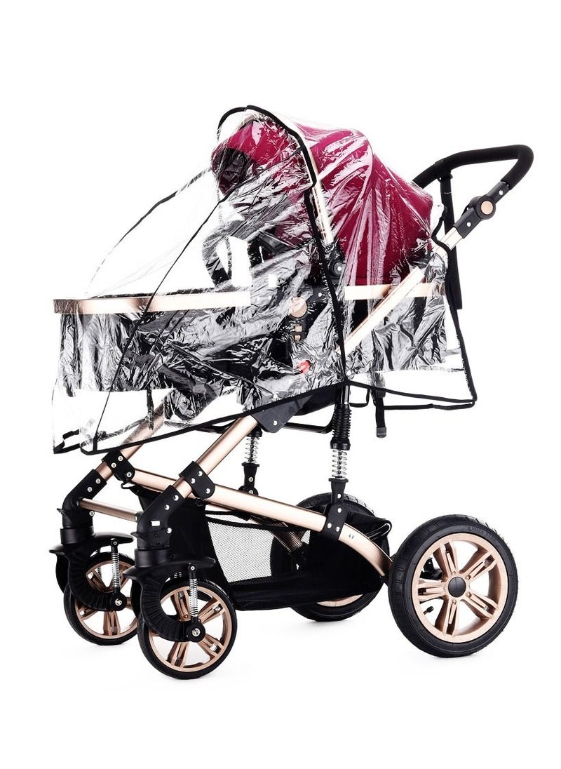TEKNUM - 3 In 1 Pram Stroller With Sunveno Fashion Diaper Tote Bag - Wine - Image 1