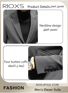 RIOXS Men's Formal Blazer Long Sleeve Blazer Jacket One Button Slimming Casual Blazer Coat With Two Side Pockets Slim Fit Blazer For Business Wedding Prom Dinner Or Daily Wear  - Image 4