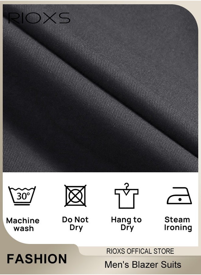 RIOXS - Men's Formal Blazer Long Sleeve Blazer Jacket One Button Slimming Casual Blazer Coat With Two Side Pockets Slim Fit Blazer For Business Wedding Prom Dinner Or Daily Wear - Image 1