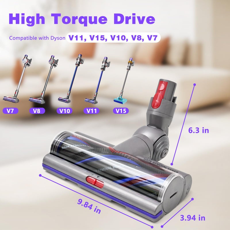Tivcroxs Upgrade High Torque Brush Head Replacement Vacuum Head for Dyson V7 V8 Cyclone V10 V11 V15 SV10 SV11 SV12 SV14 SV15 Cordless Vacuum Cleaner, Quick Release Motor-Head Brush for,Adjustable Suction - Image 3