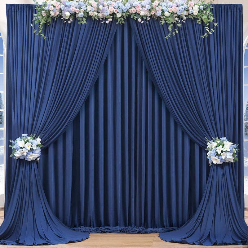 PARTISKY 16x10FT Navy Blue Backdrop Curtains for Wedding Parties, Wrinkle Free Polyester Photography Backdrop Drapes for Wedding Baby Shower Birthday Parties Stage Background Stand Decorations 4x10ft,4 Panels - Image 1