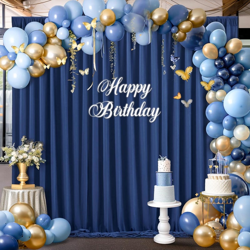 PARTISKY 16x10FT Navy Blue Backdrop Curtains for Wedding Parties, Wrinkle Free Polyester Photography Backdrop Drapes for Wedding Baby Shower Birthday Parties Stage Background Stand Decorations 4x10ft,4 Panels - Image 3