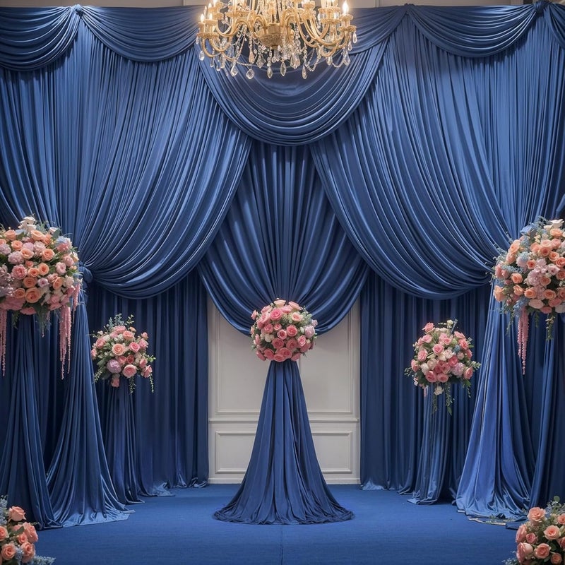 PARTISKY 16x10FT Navy Blue Backdrop Curtains for Wedding Parties, Wrinkle Free Polyester Photography Backdrop Drapes for Wedding Baby Shower Birthday Parties Stage Background Stand Decorations 4x10ft,4 Panels - Image 5