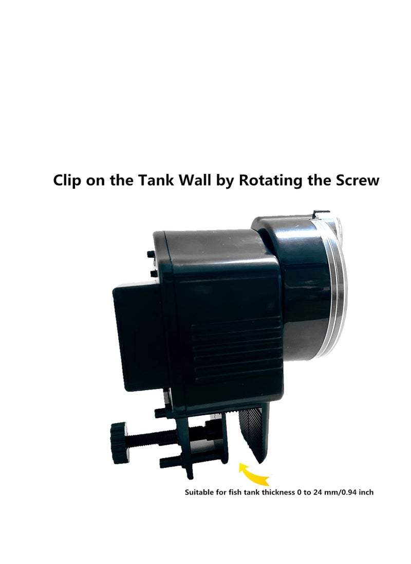SYOSI - Automatic Fish Feeder for Aquarium, Vacation Timer Feeder, Small Auto Fish Feeder Dispenser for Mini Tank and Pond, Suitable for Flakes and Pellets, Battery Operated, Battery Not Included - Black - Image 1
