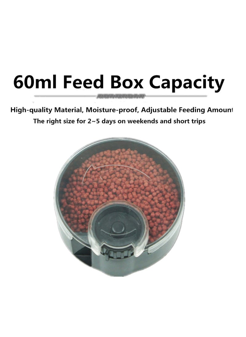 SYOSI - Automatic Fish Feeder for Aquarium, Vacation Timer Feeder, Small Auto Fish Feeder Dispenser for Mini Tank and Pond, Suitable for Flakes and Pellets, Battery Operated, Battery Not Included - Black - Image 1
