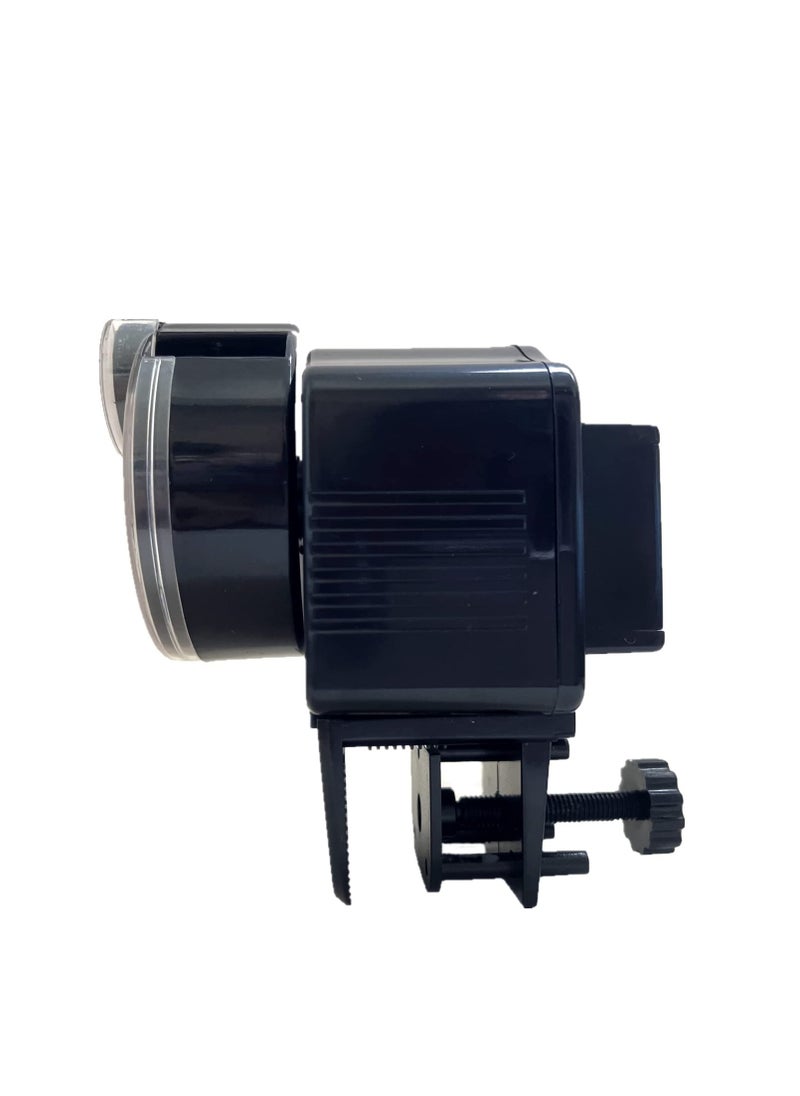 SYOSI - Automatic Fish Feeder for Aquarium, Vacation Timer Feeder, Small Auto Fish Feeder Dispenser for Mini Tank and Pond, Suitable for Flakes and Pellets, Battery Operated, Battery Not Included - Black - Image 1