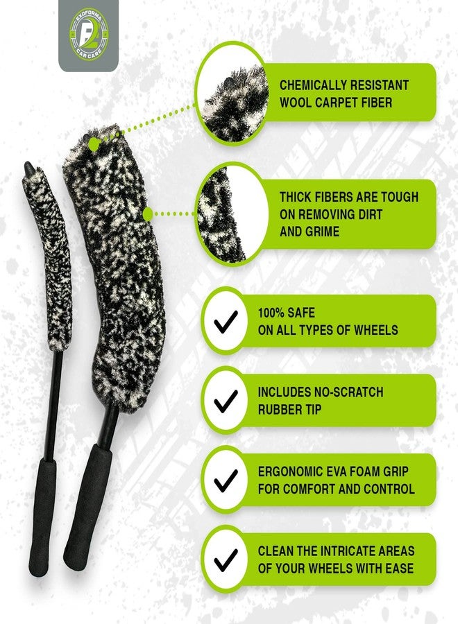 ExoForma Bendable Brush Set - Unique Adjustable 2-Piece Wheel Brush Set Cleans Behind Wheels - Tough Yet Gentle Wool Fiber + No-Scratch Rubber Tip Safe for All Wheel Types - Comfy Ergonomic Grip - Image 3