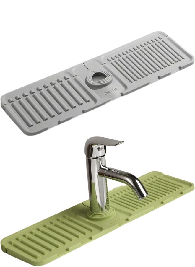 Generic Silicone Faucet Absorbent Mats, Kitchen Sink Mats, Water Saving Splash Proof Faucet Sink Draining Pad, Faucet Drying Mats for Kitchen Counter & Bathroom Countertop Protect - Multicolor  - Image 1