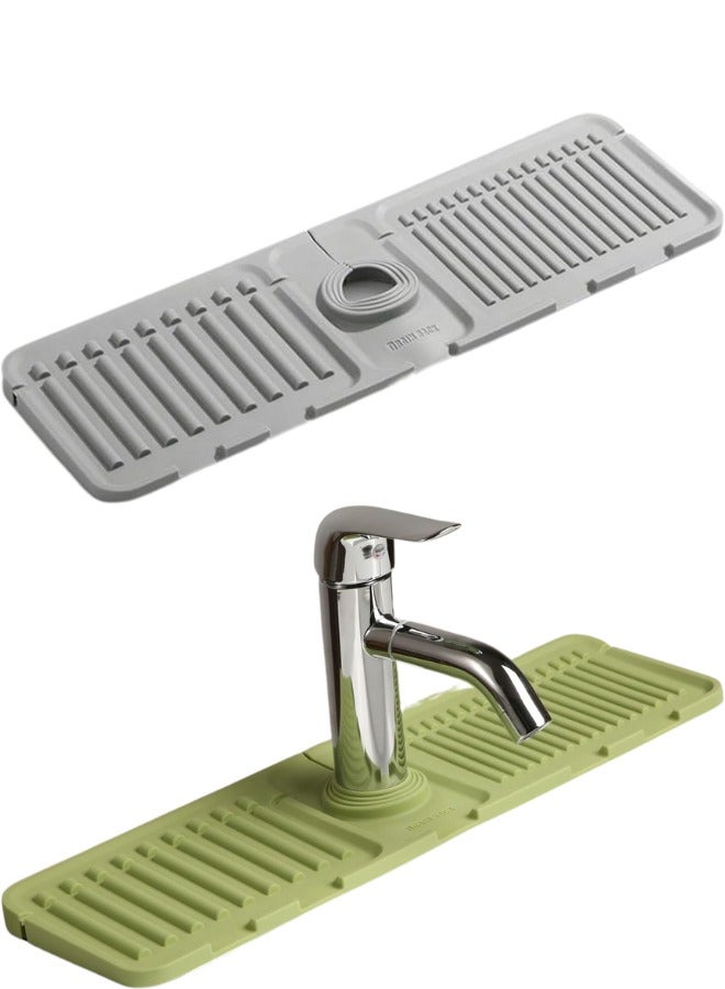 38 cm Longer Silicone Faucet Drain Pad - Fast Self-Draining Kitchen Sink Splash Guard Mat, Drip Catcher, and Sponge/Soap Holder | Steep Slope Drainage Design for No Water Accumulation | Foldable, Tidy Area Gadget for Kitchen Countertop and Bathroom Accessories. - Image 2