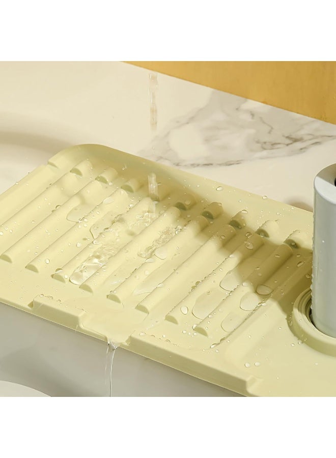 38 cm Longer Silicone Faucet Drain Pad - Fast Self-Draining Kitchen Sink Splash Guard Mat, Drip Catcher, and Sponge/Soap Holder | Steep Slope Drainage Design for No Water Accumulation | Foldable, Tidy Area Gadget for Kitchen Countertop and Bathroom Accessories. - Image 5