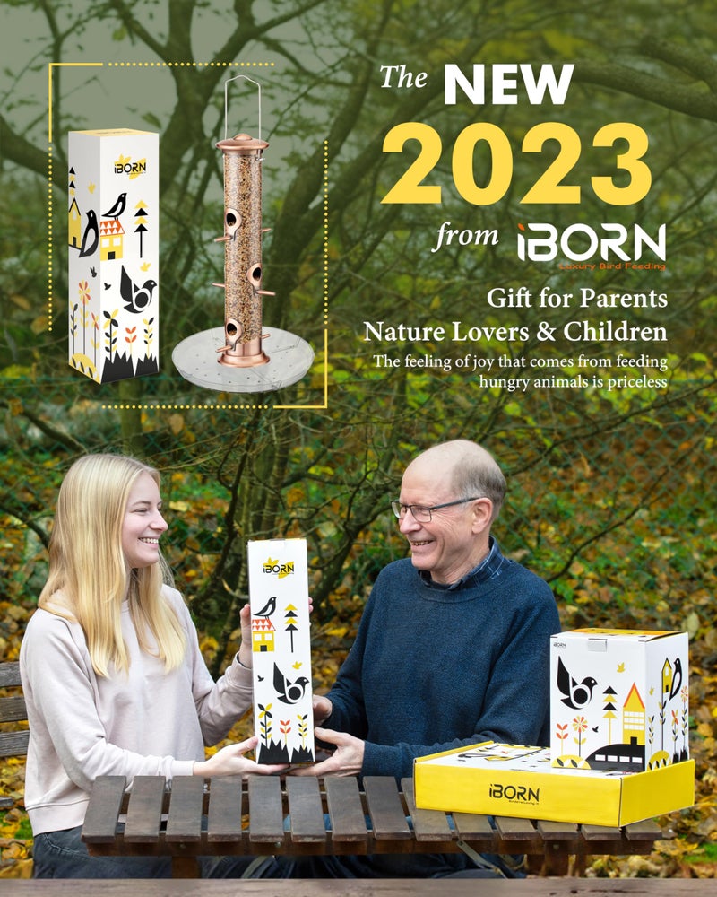 iBorn Bird Feeders Seed Catcher for Outside Hanging 6 Port Bird Feeder for Cardinal Birds Aluminium Metal,Brushed Copper Finishing 14 Inch 6 Port (Seed is not Included) - Image 2