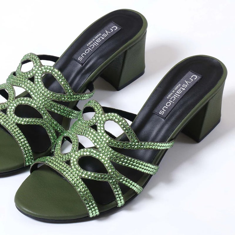 Crystalicious Aylani Handcrafted by Artisans Comfortable Round Toe Block Heel for Wedding, Parties & Dinner Dates - Image 3