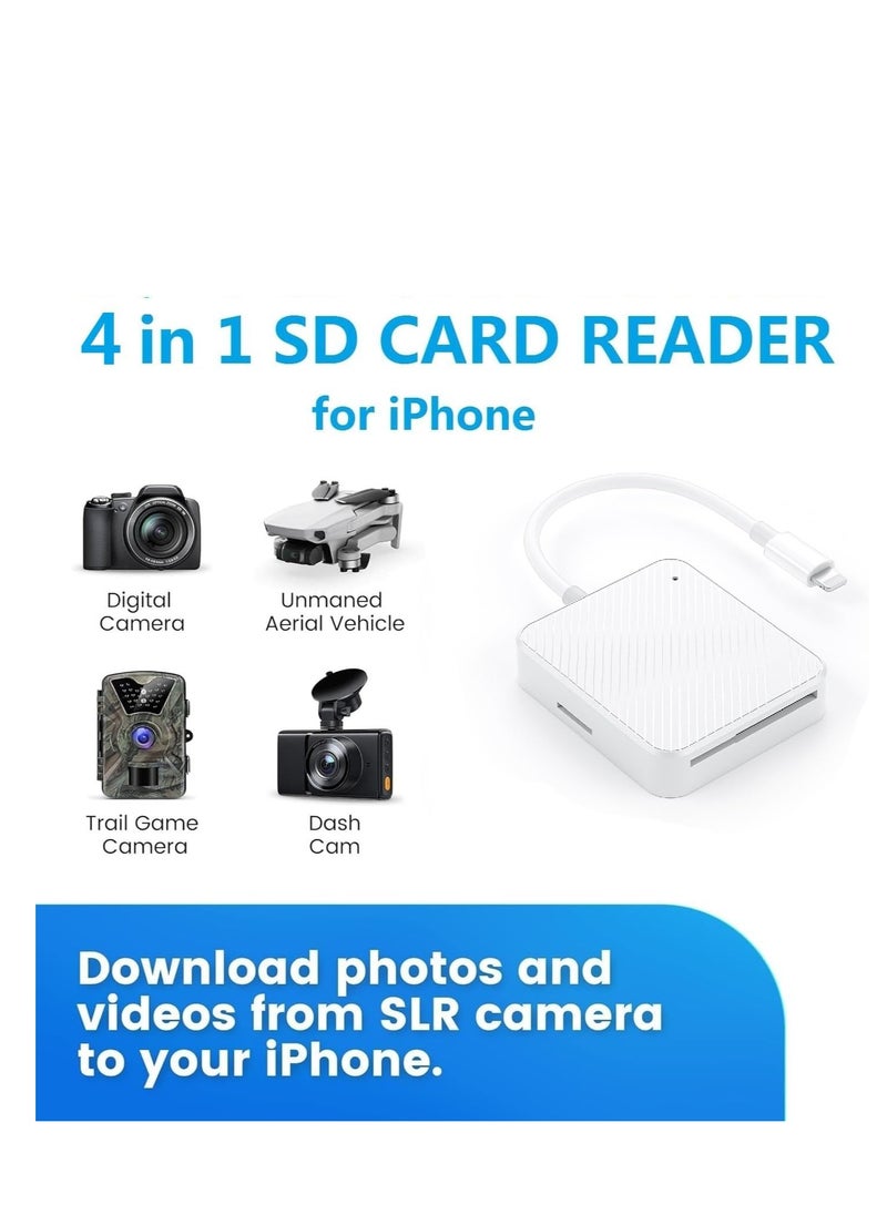 SYOSI - SD Card Reader for iPhone [Apple MFi Certified] Multi Lightning to Memory SD Card Reader Adapter High-Speed Camera Photography Card Viewer for iPhone 14/13/12/11/XS/XR/X/8/7/6/5 Supports SD/TF/XD/SM - Image 1