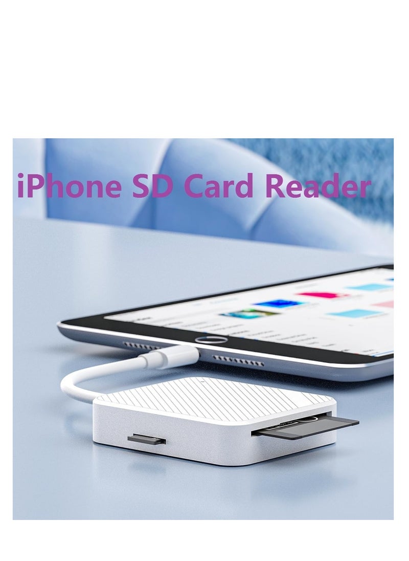 SYOSI - SD Card Reader for iPhone [Apple MFi Certified] Multi Lightning to Memory SD Card Reader Adapter High-Speed Camera Photography Card Viewer for iPhone 14/13/12/11/XS/XR/X/8/7/6/5 Supports SD/TF/XD/SM - Image 1