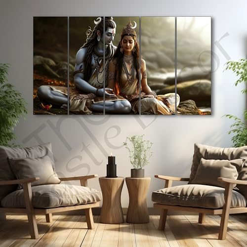 The Castle Decor shiv parvati painting with frame Big Size 27x48 Wall art for living room,Bedroom,Drawing room,Hotels-Wooden Framed-751 - Image 2
