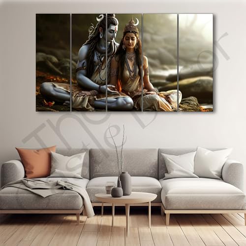 The Castle Decor shiv parvati painting with frame Big Size 27x48 Wall art for living room,Bedroom,Drawing room,Hotels-Wooden Framed-751 - Image 1