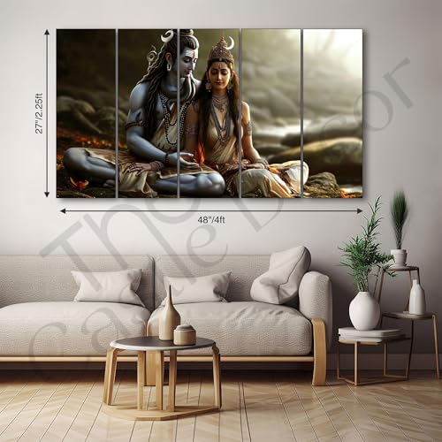 The Castle Decor shiv parvati painting with frame Big Size 27x48 Wall art for living room,Bedroom,Drawing room,Hotels-Wooden Framed-751 - Image 3