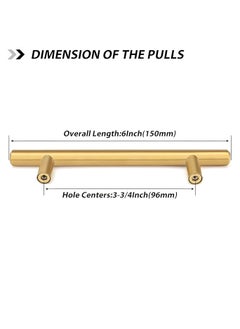 FIRST PRO 15 Pack Kitchen Cabinet Handles, 96mm Golden Brass Brushed Kitchen Door Handles, 150mm Hole Center T Bar Drawer Cupboard Handles with Screws, Kitchen Drawer Pulls- Bathroom Bedroom Wardrobe  - Image 2