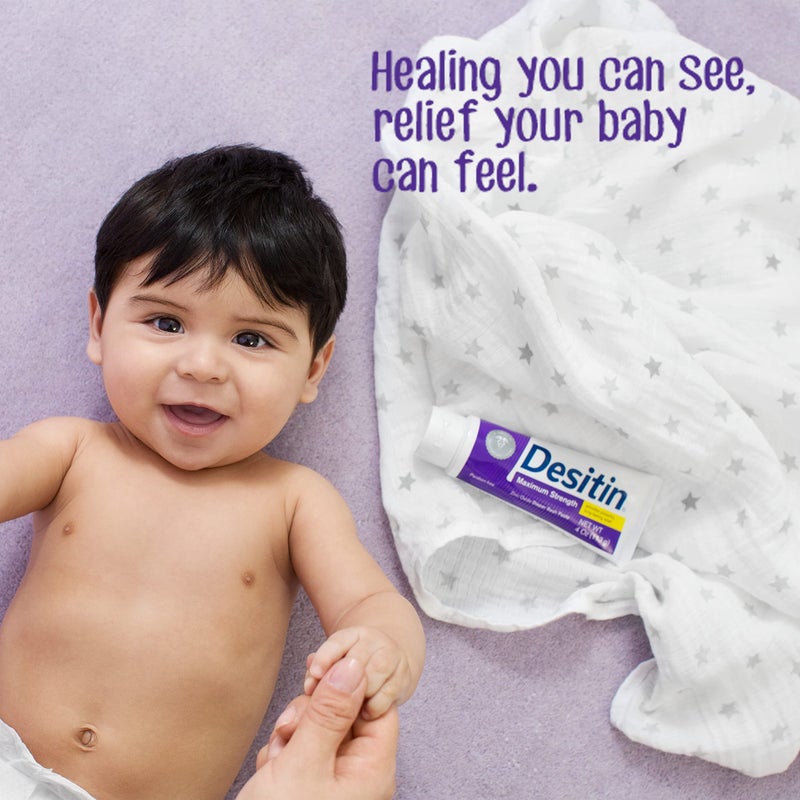 Desitin كريم ديسيتين لعلاج طفح الحفاضات بتركيز أقصى للأطفال مع 40% أكسيد الزنك للعلاج، التخفيف والوقاية، خالي من المواد المسببة للحساسية، خالي من الفثالات والبارابين، حجم السفر، 2 أونصة (عبوة من 6) - Image 3