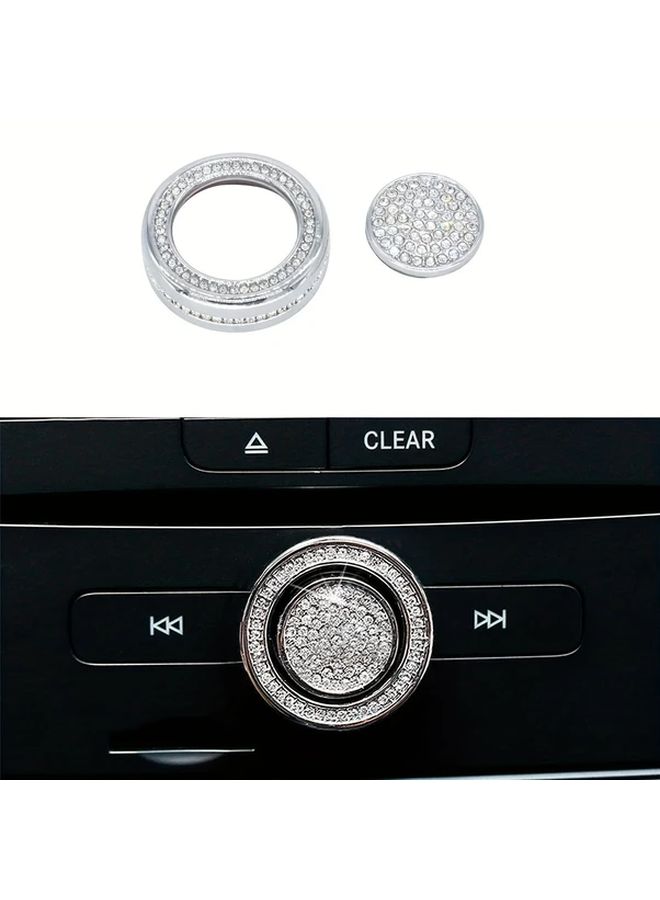 2 Pcs Alloy Bling Volume Knob Cover Fit For C Class E Class Cla Cls Gla Gle Glk Gls Slc Auto Interior Accessories Multimedia Sound Knob Covers Rhinestone - Image 1
