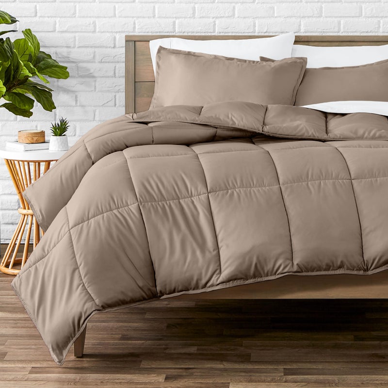 Bare Home Comforter Set - Size - Ultra-Soft - Goose Down Alternative - Premium 1800 Series - All Season Warmth (King/Cal King, Taupe) - Image 1