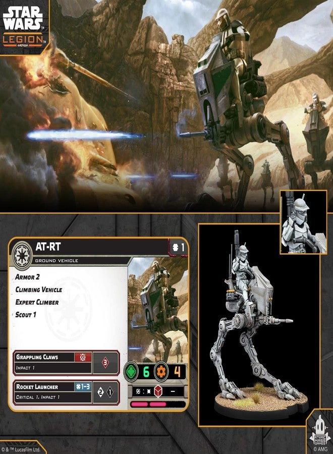 أسمودي لعبة Asmodee Star Wars: Legion Republic AT-RT - لعبة مجسمات مصغرة، لعبة استراتيجية للأطفال والكبار، من عمر 14 عامًا فما فوق، لاعبان، مدة اللعب 3 ساعات - Image 5