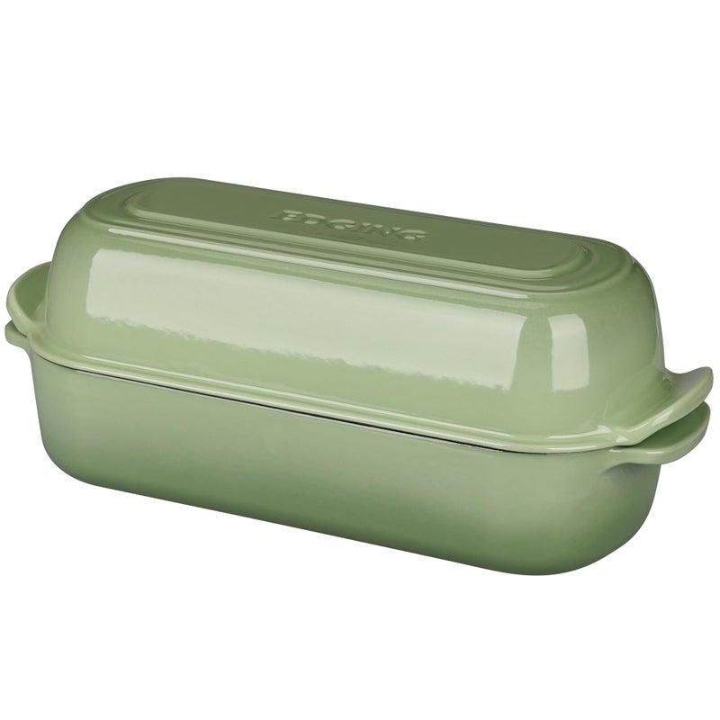 EDGING CASTING Enameled Cast Iron Loaf Pan with Lid, Bread pan, Dutch Oven Bread pan for Homemade Sourdough Bread Baking, 12.5x5.5 inch, 5qt, Pistachio Green - Image 2
