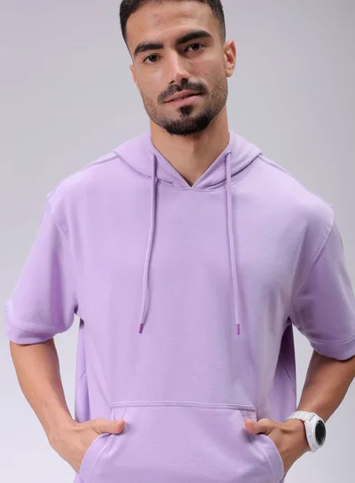 شركة المرآب الهندية Men Oversized Solid Overhead Hooded Sweatshirt