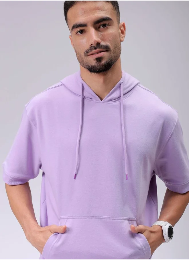 شركة المرآب الهندية Men Oversized Solid Overhead Hooded Sweatshirt