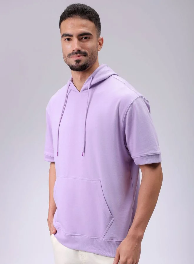 The Indian Garage Co Men Oversized Solid Overhead Hooded Sweatshirt