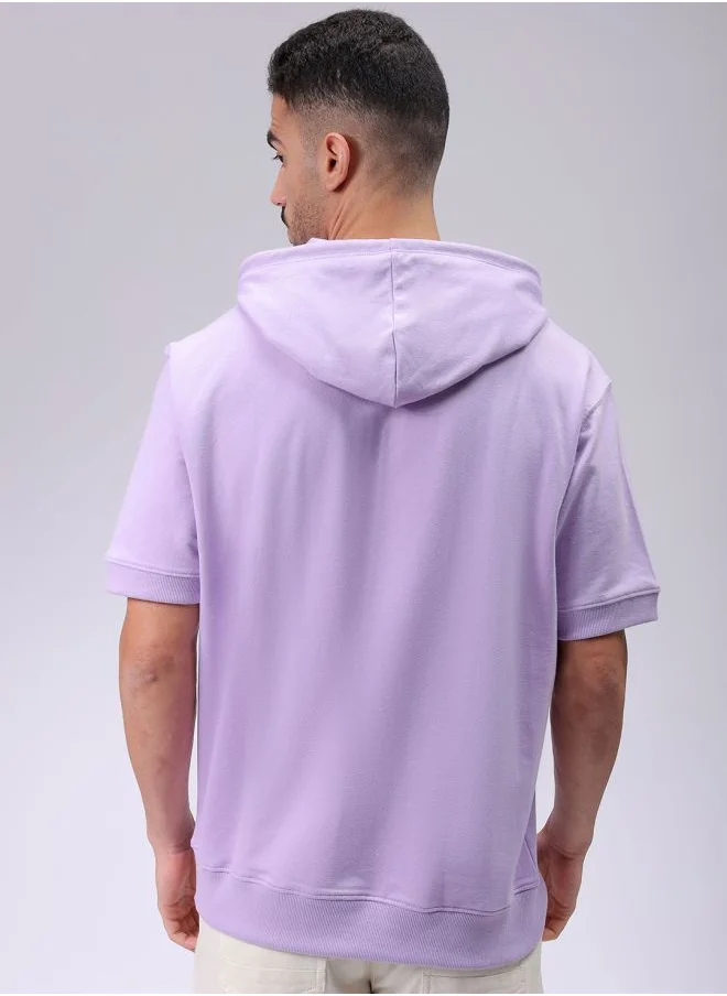 شركة المرآب الهندية Men Oversized Solid Overhead Hooded Sweatshirt