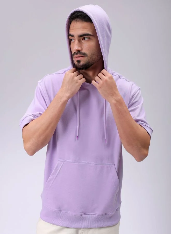 The Indian Garage Co Men Oversized Solid Overhead Hooded Sweatshirt