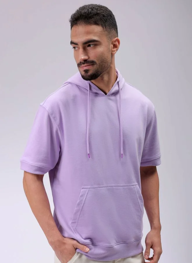 The Indian Garage Co Men Oversized Solid Overhead Hooded Sweatshirt