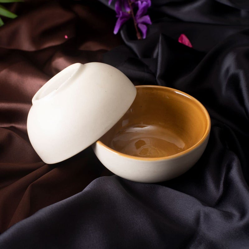 Caffeine Ceramic Handmade White Matte Combo Dinner Set of 4 (2 Dinner Plate, 2 Katori Bowl) - Image 2