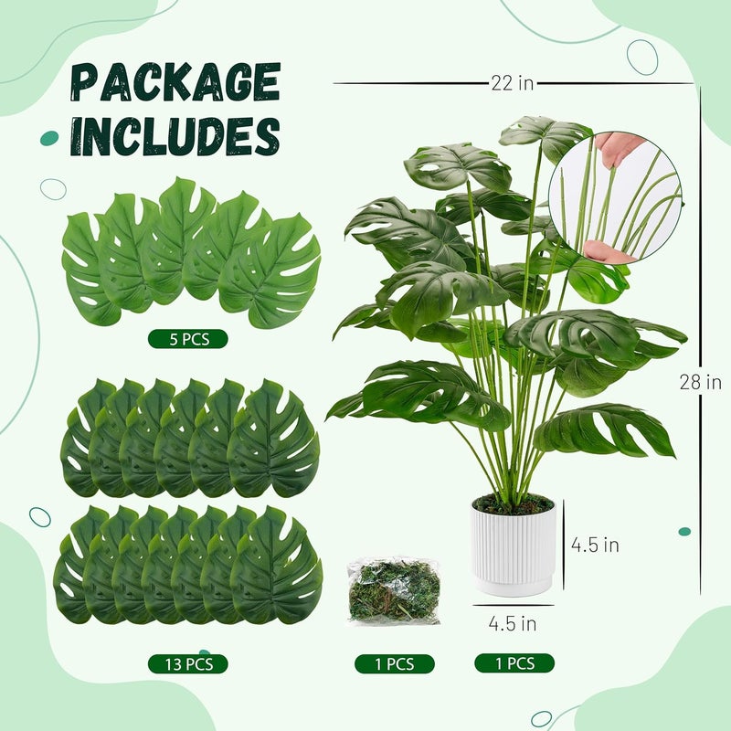Der Rose Artificial Plants Artificial Plants Tall 71cm Adjustable Artificial Monstera Plants for Indoor and Outdoor, Home Bedroom Living Room Bathroom - Image 3