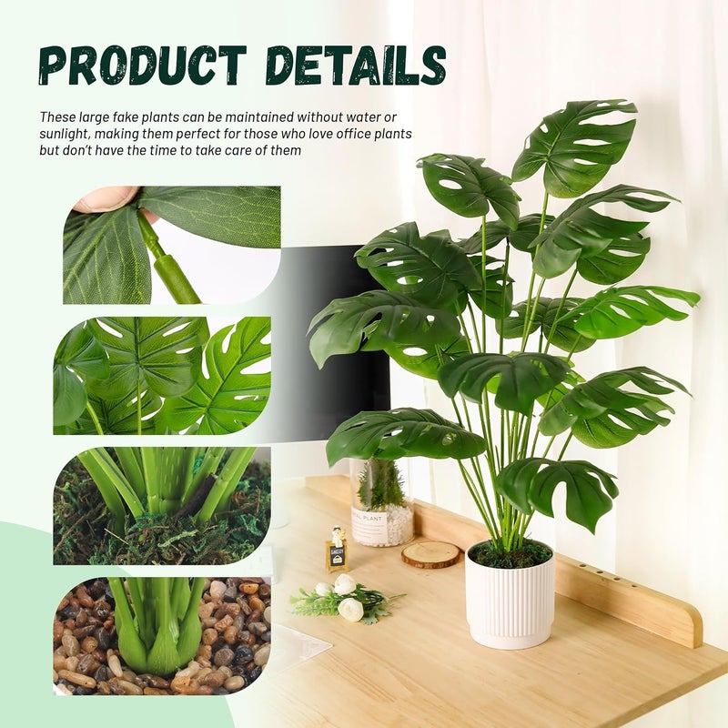 Der Rose Artificial Plants Artificial Plants Tall 71cm Adjustable Artificial Monstera Plants for Indoor and Outdoor, Home Bedroom Living Room Bathroom - Image 4