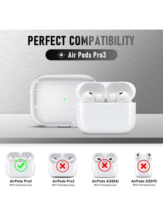 Arabest حافظة AirPods Pro 3 (2025) مع مجموعة تنظيف، غلاف سيليكون ناعم لطيف متوافق مع حافظة AirPods Pro الجيل الثالث مع حلقة مفاتيح للنساء والرجال مع حلقة مفاتيح لحافظة Airpod Pro (2025) - لامع - Image 2