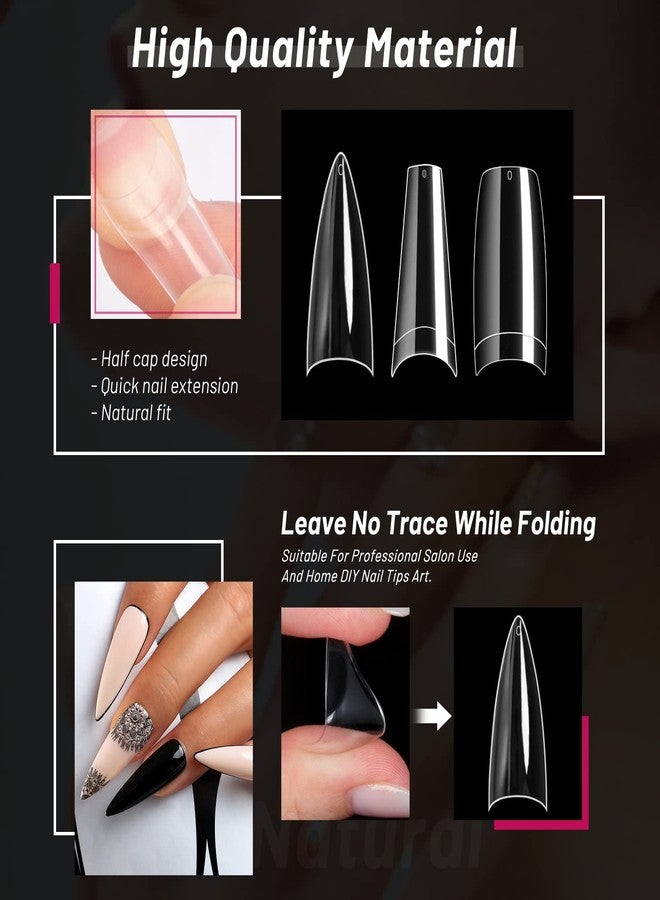 krofaue 3 Styles False Nail Tips Kit,340PCS Clear Coffin French Stiletto Nail Tips Half Cover Acrylic Artificial Press on Nails for Nail Extension Soft Gel Tips Art DIY - Image 5