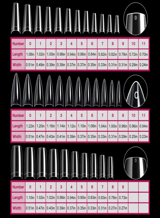 krofaue 3 Styles False Nail Tips Kit,340PCS Clear Coffin French Stiletto Nail Tips Half Cover Acrylic Artificial Press on Nails for Nail Extension Soft Gel Tips Art DIY - Image 2