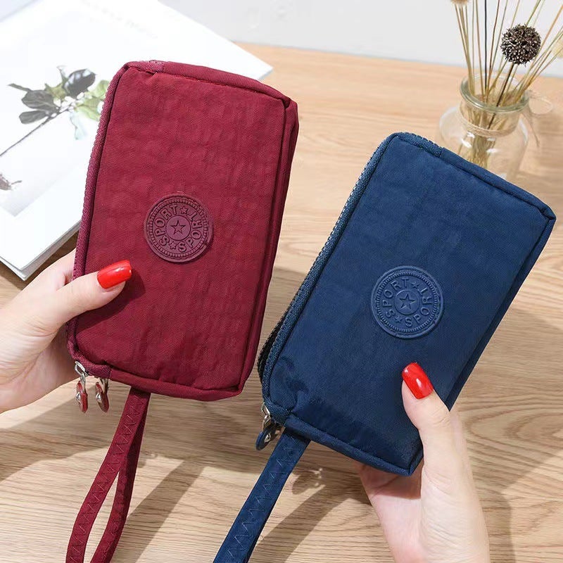 18 Hand Bag Korean Leisure Canvas Mobile Phone Bag Three-Layer Women'S Mommy Wrist Hand Bag - Image 2