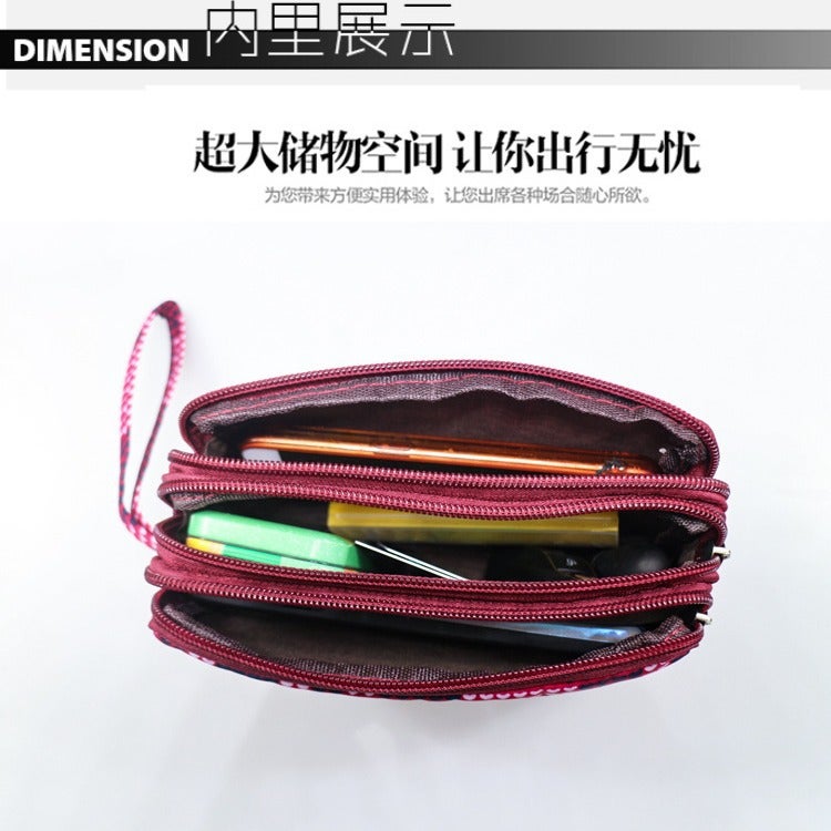 18 Hand Bag Korean Leisure Canvas Mobile Phone Bag Three-Layer Women'S Mommy Wrist Hand Bag - Image 3