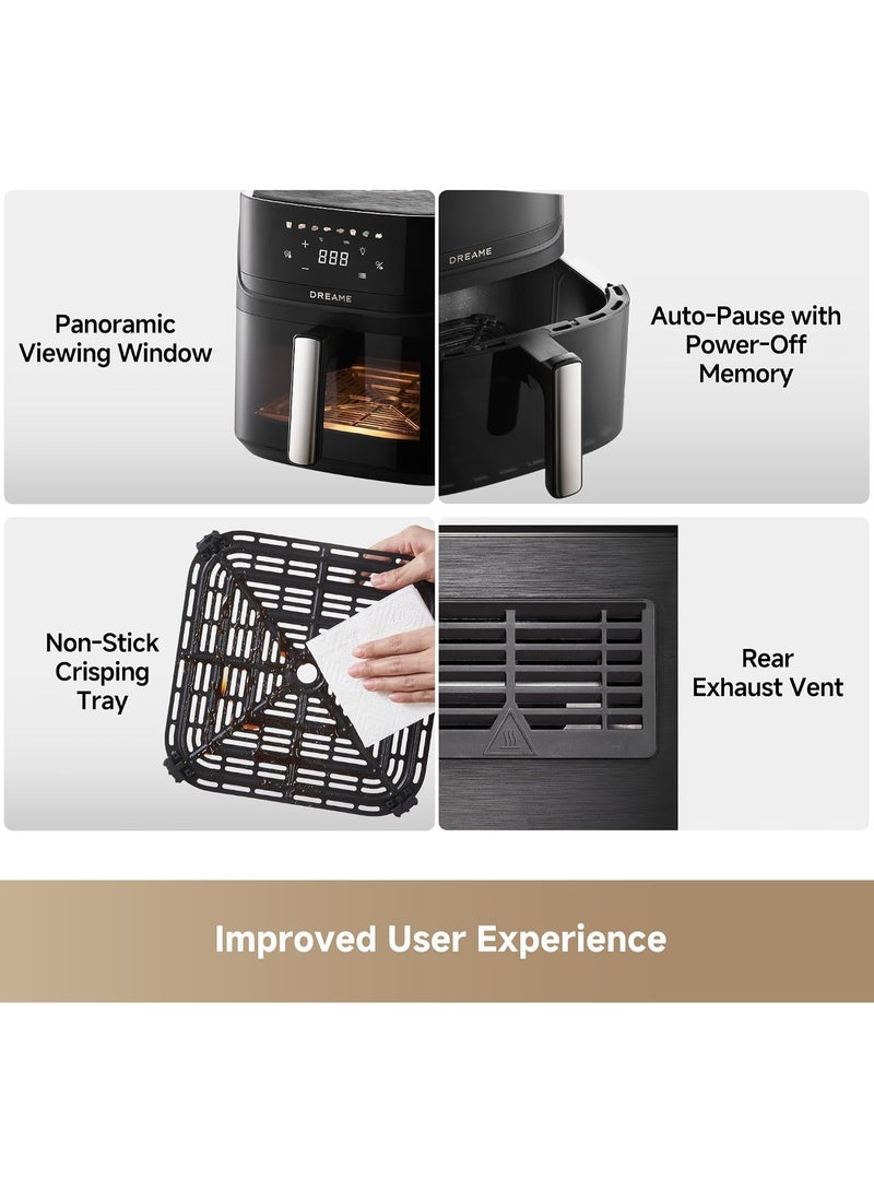 Dreame Play AF10 Pro Air Fryer, 7.6L Large Capacity, 2800W Dual-Source Cyclonic 360° Heating, No-Flip Air Fryer with Steam Infusion, 8 Preset Menus, Dehydrator Function, LED Display, Black 7.6 L 2800 W AF10 black - Image 5